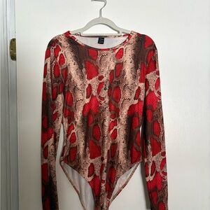 Red Snake Print Bodysuit